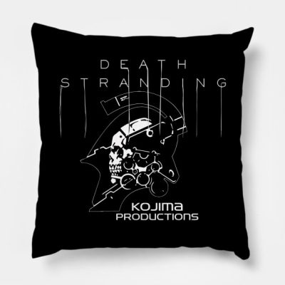 Death Stranding Logo Text And Kojima Throw Pillow Official Death Stranding Merch